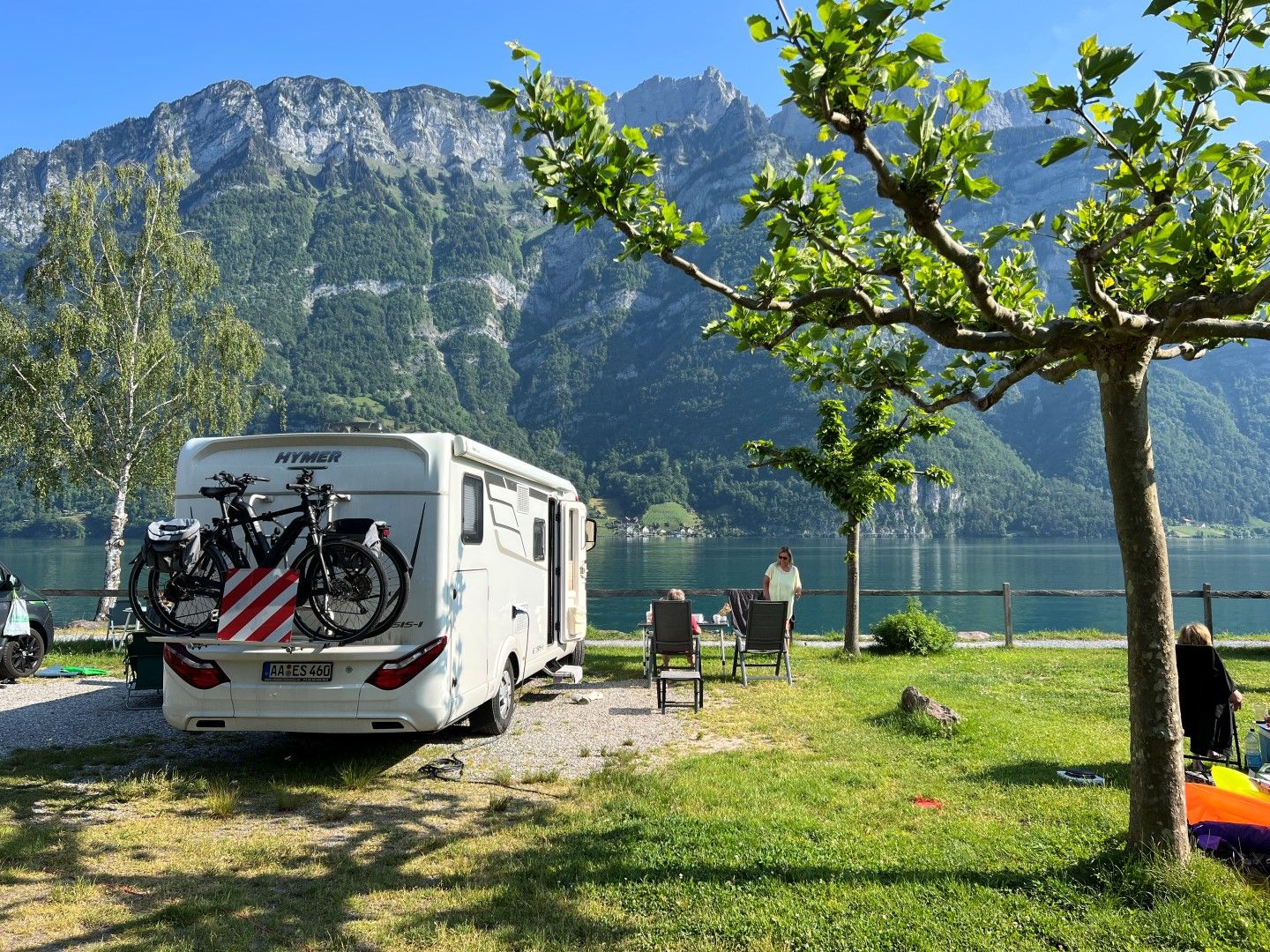 Campsite in Switzerland on Lake Walensee