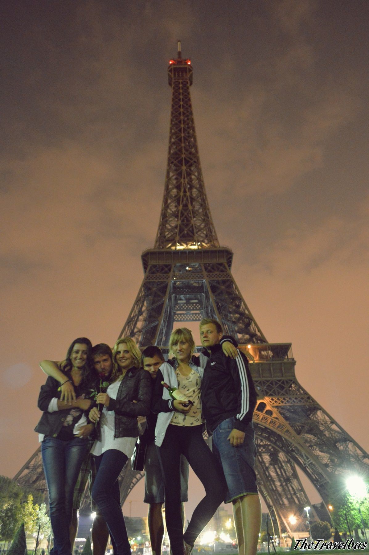 commemorative photo under the Eiffel Tower