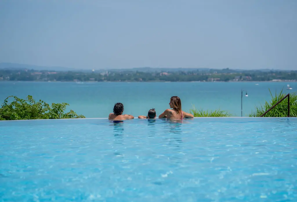 Swimming pool at the Bergamini campsite on Lake Garda