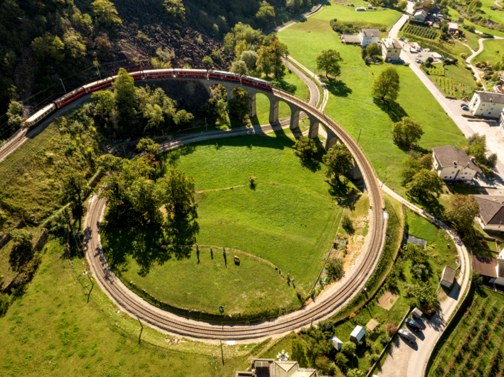 Spiral viaduct in Brusio Ekspres Bernina