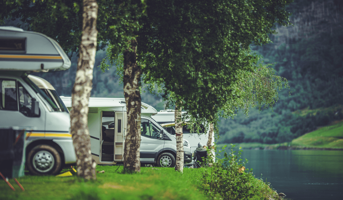 Campers by the lake