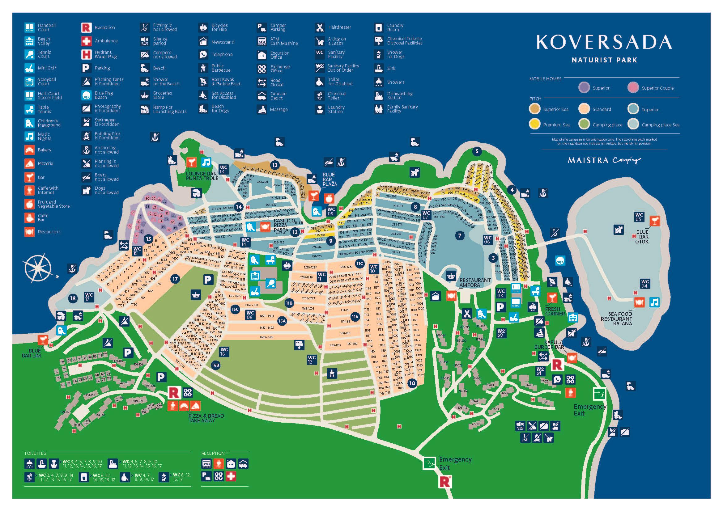 Naturist park Koversada Campsite – mapa